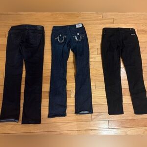 Lots of 3 Jeans fit size 27 True religion and 7 for all mankind see details